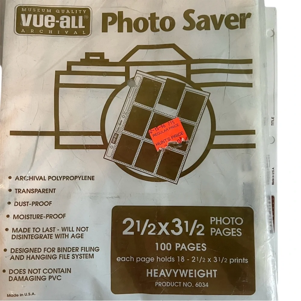 Trading Card PHOTO SAVER CLEAR VUE Pages Archival Sleeves Vue  Negatives Slides